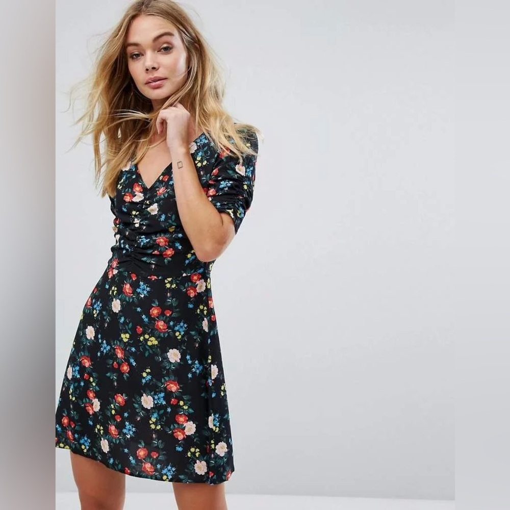 Topshop Miss Selfridge Floral Print Tea Dress